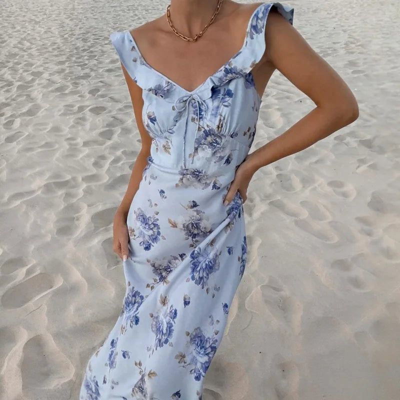 Cleo Women's Maxi Dress | Floral Print, Backless Summer Style 0