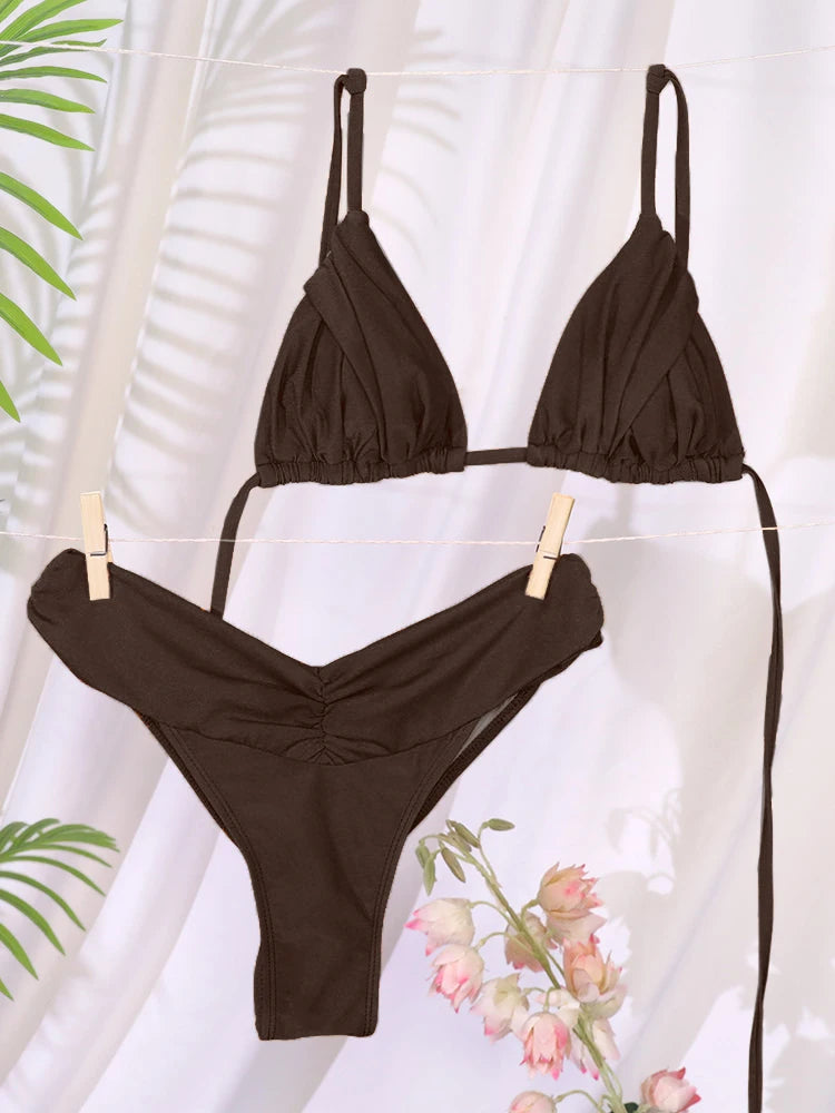 Fiona Women's Bikini Set | Solid Micro Fabric, Triangle Design 4
