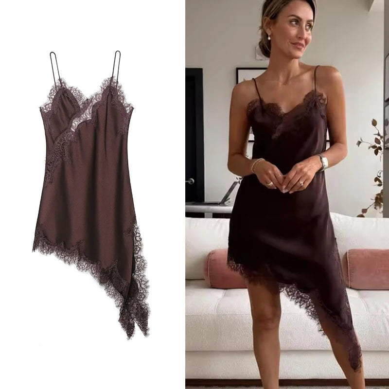 Tina Women's Mini Dress | Lace Splicing, Backless Summer Cocktail Dress 1